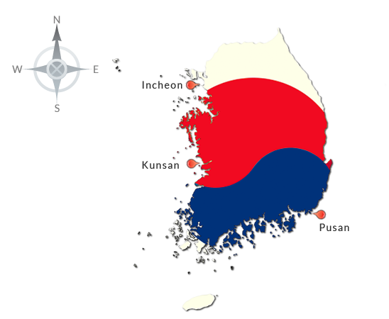 Map of South Korea - Tenco Log Market